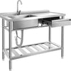 YORKING Stainless Steel Utility Sink, Free Standing Single Bowl Kitchen Sink