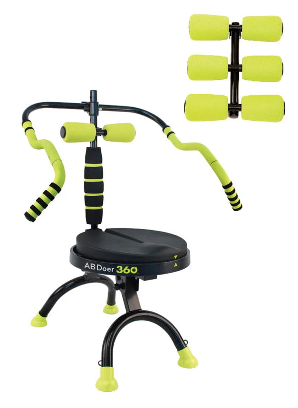 360 Fitness System with 6 Pack Back Roller Provides an Abdominal and Total Body Workout with Aerobics to Burn Calories and Work Muscles Simultaneously.