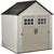 Rubbermaid 7×7 Ft Durable Weather Resistant Resin Outdoor Garden Storage Shed with Windows and Utility Hooks, Sand