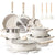 Carote Non Stick Pots and Pans Set, 21 Pcs Induction Kitchen Cookware Sets (Beige Granite)