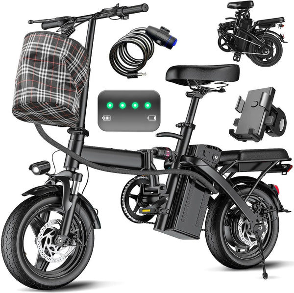 Electric bicycle for adults and teenagers, foldable e-bike for commuters and city use, foldable e-bike motor 48V 24MPH