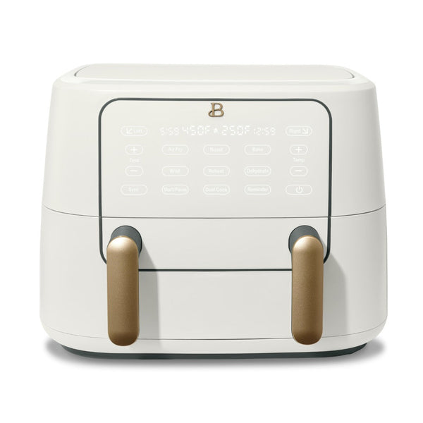 Beautiful 9QT TriZone Air Fryer by Drew Barrymore, Dual Cooking Zones, White Icing, Versatile 1700W Kitchen Appliance