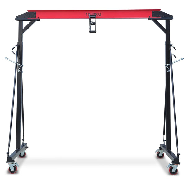 1 Ton Adjustable Gantry Crane, 2200 lbs Capacity, Height Adjustable 96.5"-143.7", Portable Hoist for Factory, Construction, Warehouse, Auto Repair