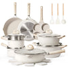 21-Piece Nonstick Cookware Set, Eco-Friendly Granite, Induction Compatible, Beige