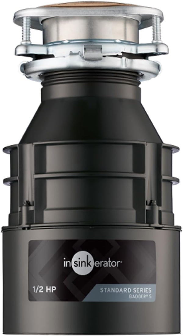 5 Garbage Disposal, 1/2 HP Continuous Feed, Durable Steel, Easy Install