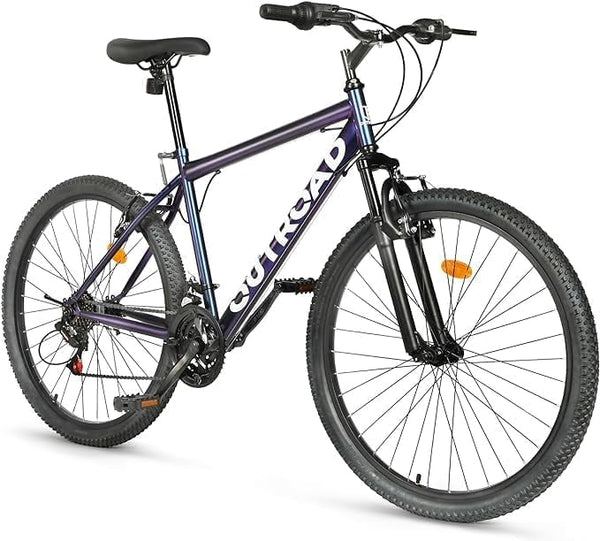 26 Inch Mountain Bike, 21-Speed/High-Carbon Steel/Aviation Grade Frame, Dual Disc/V Brake, Adjustable Ergonomic Seat Bycycle for Men Women Adult, Quick Assembly in 20 Minutes