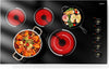 30 Inch - 5 Burners Built-in Ceramic Cooktop, 30" Electric Stove Top with Glass Protection Metal Frame, 9 Heating Level, 8400W, 220-240V for Hard Wire(No Plug)