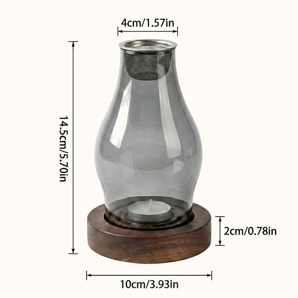Wispoak Glass & Wood Smokeless Incense Warmer