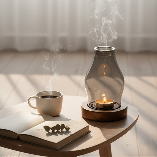 Wispoak Glass & Wood Smokeless Incense Warmer