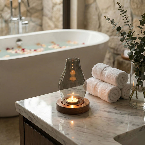 Wispoak Glass & Wood Smokeless Incense Warmer