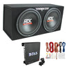 TNE212D 12" 1200W Dual Loaded Car Subwoofer and Boss 1100W Amplifier w/ Kit