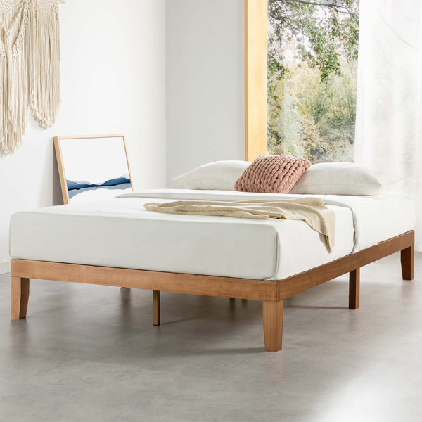 12 Inch Solid Wood Platform Bed with Wooden Slats