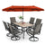 8-piece patio dining set with parasol, garden furniture set with 6 swivel dining chairs with mesh covers