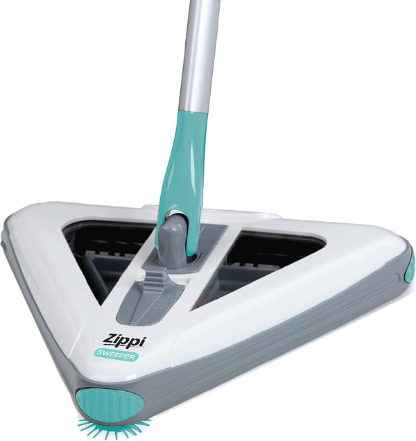 2025 Zippi Sweeper Max- Powerful and Lightweight Sweeper Perfect for Carpet Hardwood and Tile Triangular Design Allows for Sweeping in Corners 1000 mAh Rechargeable Battery