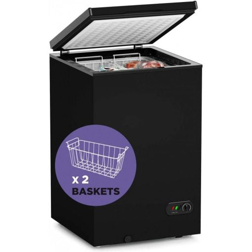 3.5 Cu Ft with 2 Removable Baskets – Reach In Freezer Chest – Quiet Compact Freezer – 7 Temperature Settings – Black