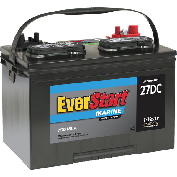 Lead Acid Marine & RV Deep Cycle Battery, Group Size 27DC 12 Volt, 750 MCA*