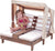 KidKraft Wooden Outdoor Double Chaise Lounge with Cup Holders, Kid's Patio Furniture, Honey with Navy and White Striped Fabric, Gift for Ages 3-8