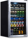 AB-1200 Mini Fridge, 126-Can Capacity, Reversible Glass Door, Adjustable Shelves, Stainless Steel Frame