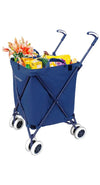 Folding Shopping Cart – VersaCart Transit Utility Cart – Transport Up to 120 Pounds (Water-Resistant Heavy Duty Canvas), Navy Blue