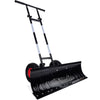 36in Galvanized Blade Hand Snow Pusher w/ 2 Wheels, Adjustable Handle, Blade Angle - Black