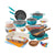 The Pioneer Woman Brilliant Blooms 38-Piece Cookware Set, Teal C Complete Kitchen Solution with Floral Design