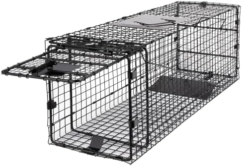 2025 Humane Way Folding 32 Inch Live Humane Animal Trap – Safe Traps for All Animals – Raccoons Cats Groundhogs Opossums – 32′′x10′′x12′′ Black