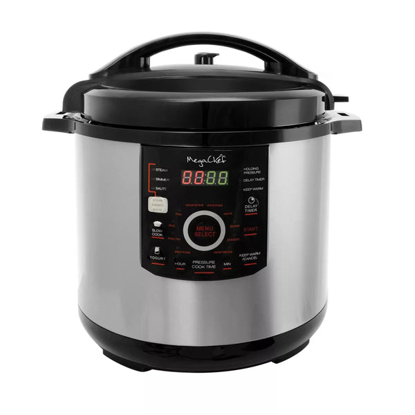 12 Quart Steel Digital Pressure Cooker with 15 Presets and Glass Lid