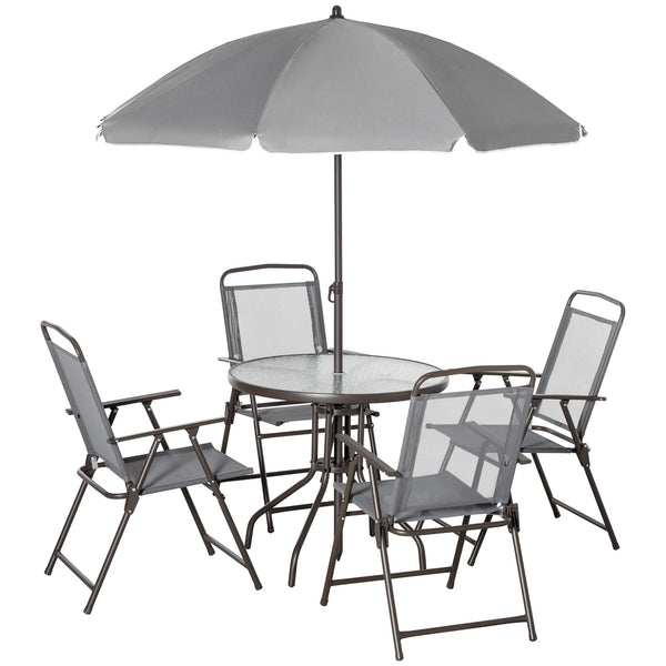 Outsunny 6 Piece Patio Dining Set for 4 with Umbrella