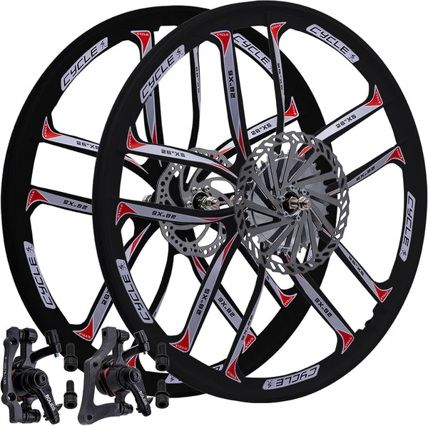 26′′ Heavy Duty 10-Spoke STAR Mag Wheel Set for Motorized Bikes, Disc Brake Compatible, Durable & Stylish Design