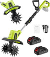 22V Cordless Electric Garden Tiller Cultivator, Lightweight Rototiller for Gardening, 9-Inch Tilling Width, 6.3-Inch Depth for Soil Preparation, Weeding, and Gardening 2 Batteries SK-TC18B