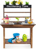 DORTALA Kids Potting Bench, Fir Wood Outdoor Mud Table with Removable Sink, 4 Pots, Chalkboard, Storage Shelves, Garden Kid Kitchen Playset, Mud Kitchen for Kids Outdoor