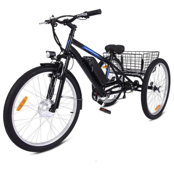 Garvee 3 Wheel Electric Bicycle for Men Women, 350W Motor Electric Tricycle for Adults, 26" Fat Tire Motorized Bicycle w/ 36V 10Ah Removable Battery, 7 Speed Electric Trike up to 50+ Miles, 3 Modes