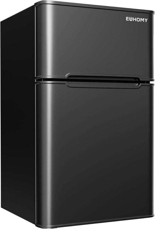 3.2 Cu.Ft Mini Fridge with Freezer 2-Door Compact Refrigerator for Bedroom, Dorm, Office or Apartment, Silver