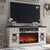Farmhouse Fireplace TV Stand with 36" Electric Fireplace for 80 Inch TVs, 31" Tall Entertainment Center w/Drawer & Diamond Panel Door, Highboy Media Console for Living Room, 70inch, White