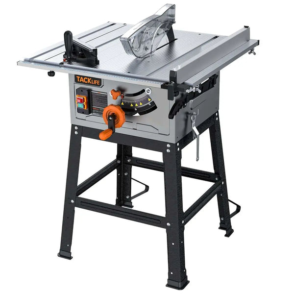 TACKLIFE Table Saw, 10 Inch, 15-Amp 24T Blade 4800 RPM 45oBevel Cutting MTS01A