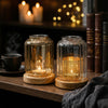 Wispoak Lantern Warmer unboxed with tealight candles and wood chips displayed