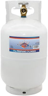2025 Flame King YSN10LB 10LB Steel Propane Tank Cylinder with Type 1 Overflow Protection Device Valve for Camping Fire Pits Heaters Grills Overlanding White