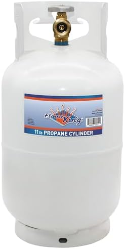 2025 Flame King YSN10LB 10LB Steel Propane Tank Cylinder with Type 1 Overflow Protection Device Valve for Camping Fire Pits Heaters Grills Overlanding White
