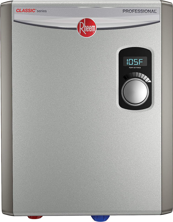 18kW 240V Tankless Electric Water Heater, Energy Efficient, Compact, Gray
