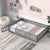 Uhomepro Full Size Kids Floor Bed with Fence & Door, Pine Wood, Playhouse Design