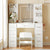 Garvee 43.3'' Vanity Desk Stool Set, Modern Makeup Table with Lighted Mirror, Power Outlet, 7 Drawers, 4 Open Shelves, White