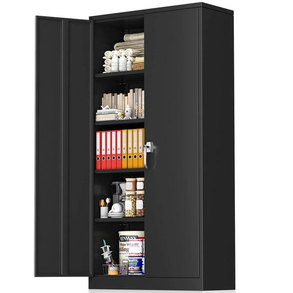 72 Black Storage Cabinet with Doors
