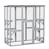 PawHut Wooden Catio Enclosure with Weather Protection, 6 Platforms, Outdoor, Large, 71" x 38.5" x 71"