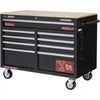 Gloss Black 46′′ 9-Drawer Mobile Tool Chest Workbench with Wood Top & Power Strip
