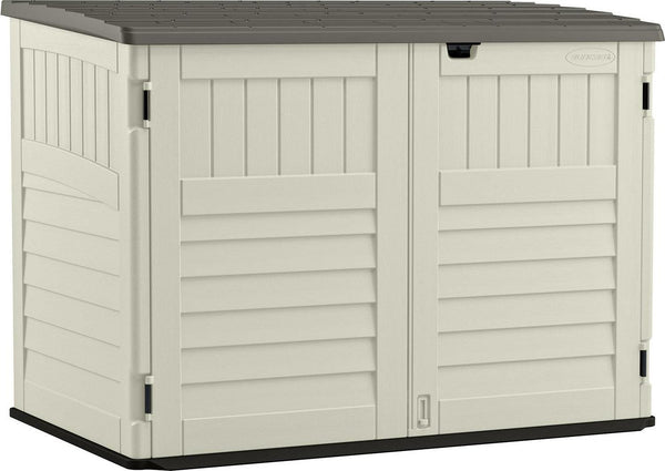 BMS4700 Resin Storage Shed, Off-White/Gray, 70.5′′W x 44.25′′D x 52′′H, Double Door, UV Resistant