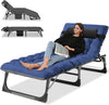 Folding Lounge Chair, 5-Position Adjustable Outdoor Reclining Chair, Folding Sleeping Bed Cot, Folding Chaise Lounge Chair for Pool Beach Patio Sunbathing