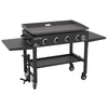 36 Inch Gas Griddle Cooking Station 4 Burner Flat Top Gas Grill Propane Fuelled Restaurant Grade Professional 36” Outdoor Griddle Station with Side Shelf (1554)
