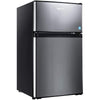 g Mini Fridge with Freezer, 3.1 Cu.Ft Small Refrigerator, Compact Refrigerator with LED Light, 2 doors, Mini Fridge for Bedroom, Office, Dorm, RV, Garage, Stainless Steel Sliver -HPVFR310