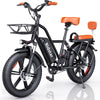 Electric Bike for Adults,750W 30-70Miles 48V 15AH Removable Battery Ebike 20" x 4.0 Fat Tire Beach Commuting E-Bike 2 Seater W/Fork Suspension UL2849