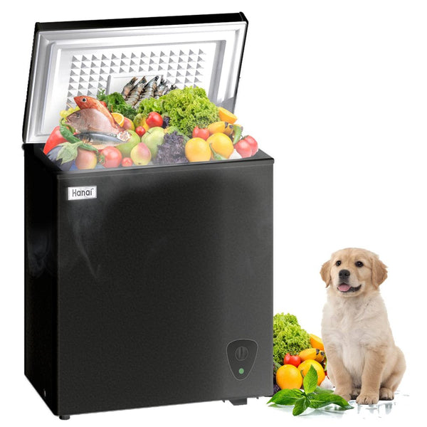 Wanai 3.5 Cu Ft Black Chest Freezer, Energy Efficient with Removable Basket and Adjustable Temperature Control